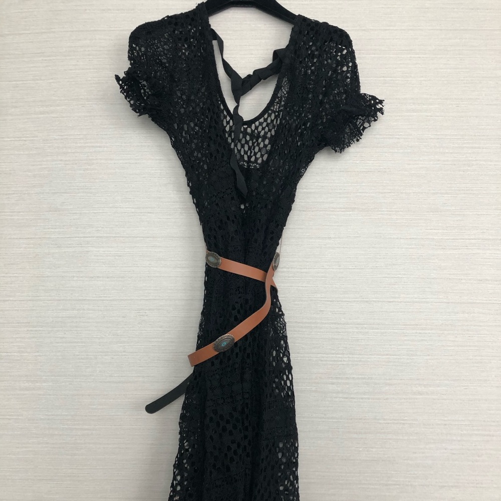 Black Maryley eyelit dress with black underslip